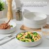 image:imageEfar Pasta Bowls Set of 4 35oz Large Salad Bowl Plate for Dinner Serving Soup Wide amp Shallow Ceramic Stoneware Pasta Plates Microwave amp Dishwasher Safe Reactive Glaze TextureStripe Matte BlackSpeckled White