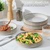 image:imageEfar Pasta Bowls Set of 4 35oz Large Salad Bowl Plate for Dinner Serving Soup Wide amp Shallow Ceramic Stoneware Pasta Plates Microwave amp Dishwasher Safe Reactive Glaze TextureStripe Matte BlackCreamy Beige