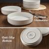 image:imageEfar Pasta Bowls Set of 4 35oz Large Salad Bowl Plate for Dinner Serving Soup Wide amp Shallow Ceramic Stoneware Pasta Plates Microwave amp Dishwasher Safe Reactive Glaze TextureStripe Matte BlackSpeckled White