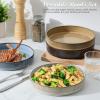 image:imageEfar Pasta Bowls Set of 4 35oz Large Salad Bowl Plate for Dinner Serving Soup Wide amp Shallow Ceramic Stoneware Pasta Plates Microwave amp Dishwasher Safe Reactive Glaze TextureStripe Matte BlackMulticolor