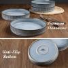 image:imageEfar Pasta Bowls Set of 4 35oz Large Salad Bowl Plate for Dinner Serving Soup Wide amp Shallow Ceramic Stoneware Pasta Plates Microwave amp Dishwasher Safe Reactive Glaze TextureStripe Matte BlackDusty Blue