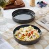 image:imageEfar Pasta Bowls Set of 4 35oz Large Salad Bowl Plate for Dinner Serving Soup Wide amp Shallow Ceramic Stoneware Pasta Plates Microwave amp Dishwasher Safe Reactive Glaze TextureStripe Matte BlackBlackish Green