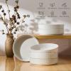image:imageEfar Pasta Bowls Set of 4 35oz Large Salad Bowl Plate for Dinner Serving Soup Wide amp Shallow Ceramic Stoneware Pasta Plates Microwave amp Dishwasher Safe Reactive Glaze TextureStripe Matte BlackSpeckled White