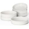 image:imageEfar Pasta Bowls Set of 4 35oz Large Salad Bowl Plate for Dinner Serving Soup Wide amp Shallow Ceramic Stoneware Pasta Plates Microwave amp Dishwasher Safe Reactive Glaze TextureStripe Matte BlackSpeckled White