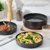 image:imageEfar Pasta Bowls Set of 4 35oz Large Salad Bowl Plate for Dinner Serving Soup Wide amp Shallow Ceramic Stoneware Pasta Plates Microwave amp Dishwasher Safe Reactive Glaze TextureStripe Matte BlackBlackish Green
