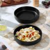 image:imageEfar Pasta Bowls Set of 4 35oz Large Salad Bowl Plate for Dinner Serving Soup Wide amp Shallow Ceramic Stoneware Pasta Plates Microwave amp Dishwasher Safe Reactive Glaze TextureStripe Matte BlackMatte Black