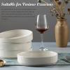image:imageEfar Pasta Bowls Set of 4 35oz Large Salad Bowl Plate for Dinner Serving Soup Wide amp Shallow Ceramic Stoneware Pasta Plates Microwave amp Dishwasher Safe Reactive Glaze TextureStripe Matte BlackSpeckled White