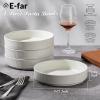 image:imageEfar Pasta Bowls Set of 4 35oz Large Salad Bowl Plate for Dinner Serving Soup Wide amp Shallow Ceramic Stoneware Pasta Plates Microwave amp Dishwasher Safe Reactive Glaze TextureStripe Matte BlackSpeckled White