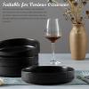 image:imageEfar Pasta Bowls Set of 4 35oz Large Salad Bowl Plate for Dinner Serving Soup Wide amp Shallow Ceramic Stoneware Pasta Plates Microwave amp Dishwasher Safe Reactive Glaze TextureStripe Matte BlackMatte Black