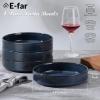 image:imageEfar Pasta Bowls Set of 4 35oz Large Salad Bowl Plate for Dinner Serving Soup Wide amp Shallow Ceramic Stoneware Pasta Plates Microwave amp Dishwasher Safe Reactive Glaze TextureStripe Matte BlackStarry Blue