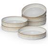 image:imageEfar Pasta Bowls Set of 4 35oz Large Salad Bowl Plate for Dinner Serving Soup Wide amp Shallow Ceramic Stoneware Pasta Plates Microwave amp Dishwasher Safe Reactive Glaze TextureStripe Matte BlackCreamy Beige