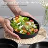 image:imageEfar Pasta Bowls Set of 4 35oz Large Salad Bowl Plate for Dinner Serving Soup Wide amp Shallow Ceramic Stoneware Pasta Plates Microwave amp Dishwasher Safe Reactive Glaze TextureStripe Matte BlackMatte Black