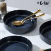image:imageEfar Pasta Bowls Set of 4 35oz Large Salad Bowl Plate for Dinner Serving Soup Wide amp Shallow Ceramic Stoneware Pasta Plates Microwave amp Dishwasher Safe Reactive Glaze TextureStripe Matte BlackStarry Blue