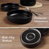 image:imageEfar Pasta Bowls Set of 4 35oz Large Salad Bowl Plate for Dinner Serving Soup Wide amp Shallow Ceramic Stoneware Pasta Plates Microwave amp Dishwasher Safe Reactive Glaze TextureStripe Matte BlackMatte Black