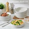 image:imageEfar Pasta Bowls Set of 4 35oz Large Salad Bowl Plate for Dinner Serving Soup Wide amp Shallow Ceramic Stoneware Pasta Plates Microwave amp Dishwasher Safe Reactive Glaze TextureStripe Matte BlackSpeckled White