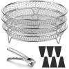 image:imageEfar Air Fryer Rack 77 Square Air Fryer Baskets Accessories 3Tier Stackable Stainless Steel Dehydrator Rack Set for Frying Roasting With Silicon Feet amp Antiscald Clip Oven amp Dishwasher Safe79 inch Round Rack