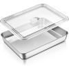 image:imageEfar Mini Lasagna Pan Stainless Steel Rectangular Baking Pan 9x7x2 Inch Sheet Cake Pan Metal Bakeware Toaster Oven Tray for Brownie Casserole Deep Side amp Heavy Duty AntiRust amp Dishwasher Safe122x95 with lid