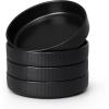 image:imageEfar Pasta Bowls Set of 4 35oz Large Salad Bowl Plate for Dinner Serving Soup Wide amp Shallow Ceramic Stoneware Pasta Plates Microwave amp Dishwasher Safe Reactive Glaze TextureStripe Matte BlackMatte Black