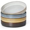 image:imageEfar Pasta Bowls Set of 4 35oz Large Salad Bowl Plate for Dinner Serving Soup Wide amp Shallow Ceramic Stoneware Pasta Plates Microwave amp Dishwasher Safe Reactive Glaze TextureStripe Matte BlackMulticolor