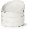 image:imageEfar Pasta Bowls Set of 4 35oz Large Salad Bowl Plate for Dinner Serving Soup Wide amp Shallow Ceramic Stoneware Pasta Plates Microwave amp Dishwasher Safe Reactive Glaze TextureStripe Matte BlackSpeckled White