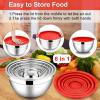 image:imageEfar Mixing Bowls With Lids Sets of 5 10Piece Stainless Steel Salad Metal Nesting Bowl for Baking Cooking and Prepping Airtight Lid amp Stackable Design Size 46 3 21 15 07 QT BlueRed