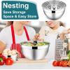 image:imageEfar Mixing Bowls With Lids Sets of 5 10Piece Stainless Steel Salad Metal Nesting Bowl for Baking Cooking and Prepping Airtight Lid amp Stackable Design Size 46 3 21 15 07 QT BlueDark Blue