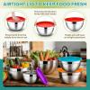 image:imageEfar Mixing Bowls With Lids Sets of 5 10Piece Stainless Steel Salad Metal Nesting Bowl for Baking Cooking and Prepping Airtight Lid amp Stackable Design Size 46 3 21 15 07 QT BlueMulticolor