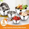 image:imageEfar Mixing Bowls With Lids Sets of 5 10Piece Stainless Steel Salad Metal Nesting Bowl for Baking Cooking and Prepping Airtight Lid amp Stackable Design Size 46 3 21 15 07 QT BlueMulticolor
