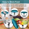 image:imageEfar Mixing Bowls With Lids Sets of 5 10Piece Stainless Steel Salad Metal Nesting Bowl for Baking Cooking and Prepping Airtight Lid amp Stackable Design Size 46 3 21 15 07 QT BlueDark Blue