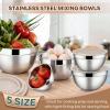 image:imageEfar Mixing Bowls With Lids Sets of 5 10Piece Stainless Steel Salad Metal Nesting Bowl for Baking Cooking and Prepping Airtight Lid amp Stackable Design Size 46 3 21 15 07 QT BlueKhaki