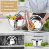 image:imageEfar Mixing Bowls With Lids Sets of 5 10Piece Stainless Steel Salad Metal Nesting Bowl for Baking Cooking and Prepping Airtight Lid amp Stackable Design Size 46 3 21 15 07 QT BlueKhaki