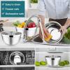 image:imageEfar Mixing Bowls With Lids Sets of 5 10Piece Stainless Steel Salad Metal Nesting Bowl for Baking Cooking and Prepping Airtight Lid amp Stackable Design Size 46 3 21 15 07 QT BlueDark Blue