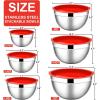 image:imageEfar Mixing Bowls With Lids Sets of 5 10Piece Stainless Steel Salad Metal Nesting Bowl for Baking Cooking and Prepping Airtight Lid amp Stackable Design Size 46 3 21 15 07 QT BlueRed