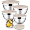 image:imageEfar Mixing Bowls With Lids Sets of 5 10Piece Stainless Steel Salad Metal Nesting Bowl for Baking Cooking and Prepping Airtight Lid amp Stackable Design Size 46 3 21 15 07 QT BlueKhaki
