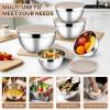 image:imageEfar Mixing Bowls With Lids Sets of 5 10Piece Stainless Steel Salad Metal Nesting Bowl for Baking Cooking and Prepping Airtight Lid amp Stackable Design Size 46 3 21 15 07 QT BlueKhaki