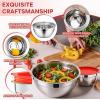 image:imageEfar Mixing Bowls With Lids Sets of 5 10Piece Stainless Steel Salad Metal Nesting Bowl for Baking Cooking and Prepping Airtight Lid amp Stackable Design Size 46 3 21 15 07 QT BlueRed