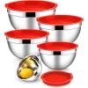 image:imageEfar Mixing Bowls With Lids Sets of 5 10Piece Stainless Steel Salad Metal Nesting Bowl for Baking Cooking and Prepping Airtight Lid amp Stackable Design Size 46 3 21 15 07 QT BlueRed