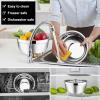image:imageEfar Mixing Bowls With Lids Sets of 5 10Piece Stainless Steel Salad Metal Nesting Bowl for Baking Cooking and Prepping Airtight Lid amp Stackable Design Size 46 3 21 15 07 QT BlueBlack