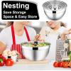 image:imageEfar Mixing Bowls With Lids Sets of 5 10Piece Stainless Steel Salad Metal Nesting Bowl for Baking Cooking and Prepping Airtight Lid amp Stackable Design Size 46 3 21 15 07 QT BlueBlack