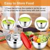 image:imageEfar Mixing Bowls With Lids Sets of 5 10Piece Stainless Steel Salad Metal Nesting Bowl for Baking Cooking and Prepping Airtight Lid amp Stackable Design Size 46 3 21 15 07 QT BlueMulticolor