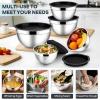 image:imageEfar Mixing Bowls With Lids Sets of 5 10Piece Stainless Steel Salad Metal Nesting Bowl for Baking Cooking and Prepping Airtight Lid amp Stackable Design Size 46 3 21 15 07 QT BlueBlack