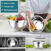 image:imageEfar Mixing Bowls With Lids Sets of 5 10Piece Stainless Steel Salad Metal Nesting Bowl for Baking Cooking and Prepping Airtight Lid amp Stackable Design Size 46 3 21 15 07 QT BlueDark Blue