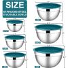 image:imageEfar Mixing Bowls With Lids Sets of 5 10Piece Stainless Steel Salad Metal Nesting Bowl for Baking Cooking and Prepping Airtight Lid amp Stackable Design Size 46 3 21 15 07 QT BlueDark Blue