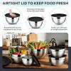 image:imageEfar Mixing Bowls With Lids Sets of 5 10Piece Stainless Steel Salad Metal Nesting Bowl for Baking Cooking and Prepping Airtight Lid amp Stackable Design Size 46 3 21 15 07 QT BlueBlack