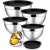 image:imageEfar Mixing Bowls With Lids Sets of 5 10Piece Stainless Steel Salad Metal Nesting Bowl for Baking Cooking and Prepping Airtight Lid amp Stackable Design Size 46 3 21 15 07 QT BlueBlack