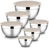 image:imageEfar Mixing Bowls With Lids Sets of 5 10Piece Stainless Steel Salad Metal Nesting Bowl for Baking Cooking and Prepping Airtight Lid amp Stackable Design Size 46 3 21 15 07 QT BlueKhaki