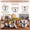 image:imageEfar Mixing Bowls With Lids Sets of 5 10Piece Stainless Steel Salad Metal Nesting Bowl for Baking Cooking and Prepping Airtight Lid amp Stackable Design Size 46 3 21 15 07 QT BlueKhaki