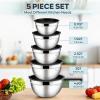 image:imageEfar Mixing Bowls With Lids Sets of 5 10Piece Stainless Steel Salad Metal Nesting Bowl for Baking Cooking and Prepping Airtight Lid amp Stackable Design Size 46 3 21 15 07 QT BlueBlack