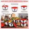 image:imageEfar Mixing Bowls With Lids Sets of 5 10Piece Stainless Steel Salad Metal Nesting Bowl for Baking Cooking and Prepping Airtight Lid amp Stackable Design Size 46 3 21 15 07 QT BlueRed
