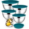 image:imageEfar Mixing Bowls With Lids Sets of 5 10Piece Stainless Steel Salad Metal Nesting Bowl for Baking Cooking and Prepping Airtight Lid amp Stackable Design Size 46 3 21 15 07 QT BlueDark Blue